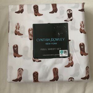CYNTHIA ROWLEY Boogie Cowboy Boots Full Sized Bed Sheets